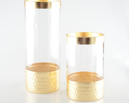 Transparante en gouden vaas H20cm