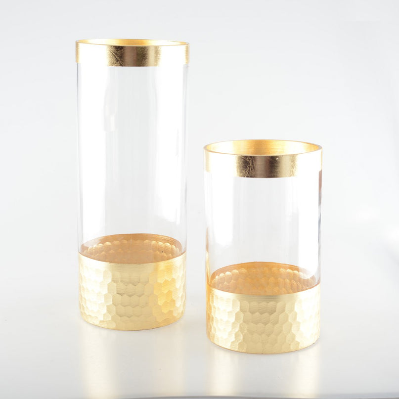 Transparante en gouden vaas H20cm