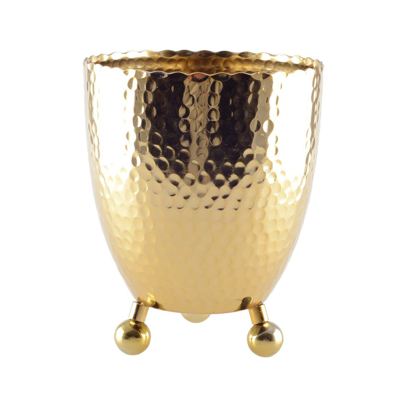 Gouden champagne -emmer gehamerd op ronde voeten - 18x18x22cm