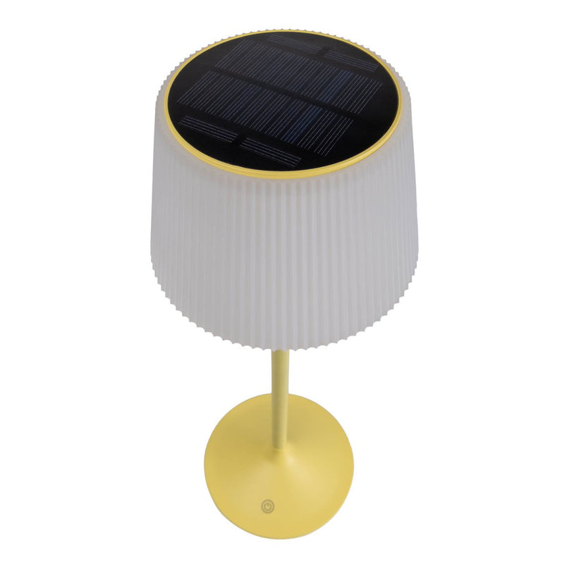Zonne -batterijlamp "EMMI" 38 cm hoog, paraplu Ø 13 cm, metaal in geel en wit plastic, voor de buitenruimte, dimable CCT.