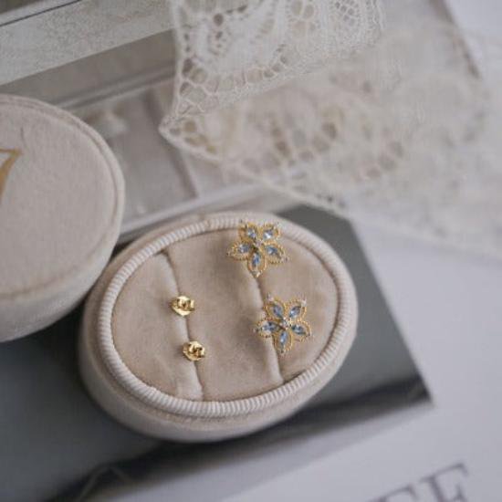 Bauhinia-Sky Blue Topaz Flower Ear studs