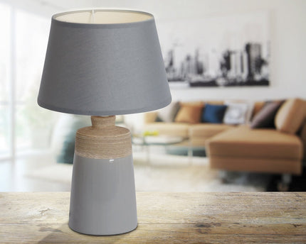 Keramische tafellamp "Talia", tafellamp gemaakt van keramiek, beige/grijs, met E14 -aansluiting, voor eetkamer, woonkamer, gang of kantoor, 31 cm hoog