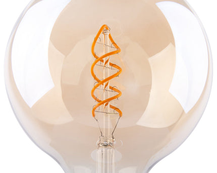 2 Set LED -lamp E27 -versie, 5 watt Ø 12,5 cm, metaal en glas, Amber