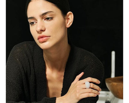 Minimalistische stoere look-ring-Tijgeroogsteen en witte jade