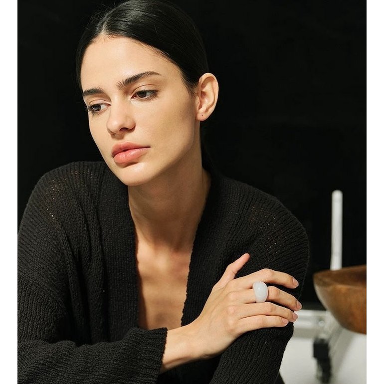 Minimalistische stoere look-ring-Tijgeroogsteen en witte jade