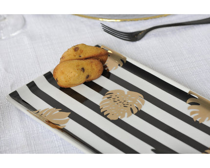 Cake Dish 32x17cm Golden Leaf Marinière