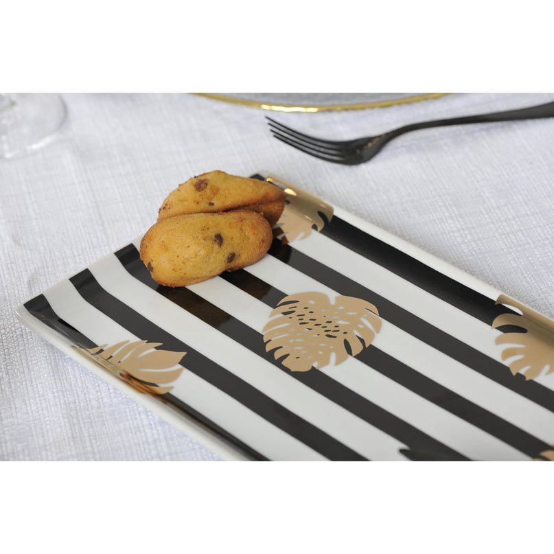 Cake Dish 32x17cm Golden Leaf Marinière