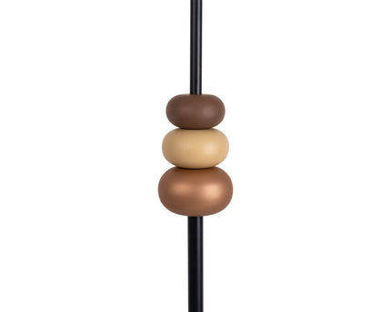 Staande lamp "Elina" 155 cm hoog, Ø 38 cm, metaal in zwart/bruin, tekstblazer in wit, E27