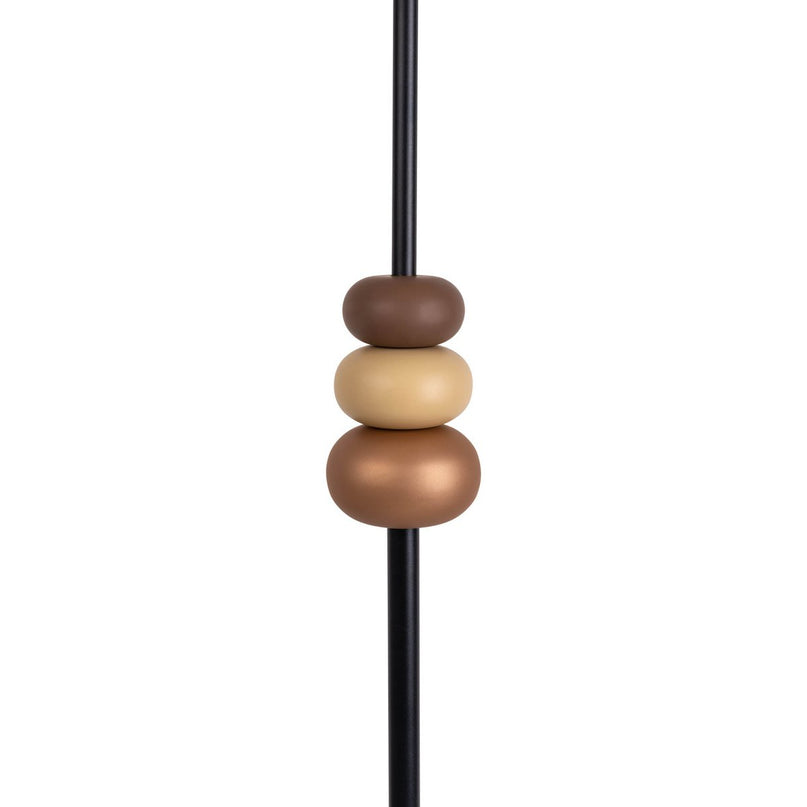 Staande lamp "Elina" 155 cm hoog, Ø 38 cm, metaal in zwart/bruin, tekstblazer in wit, E27