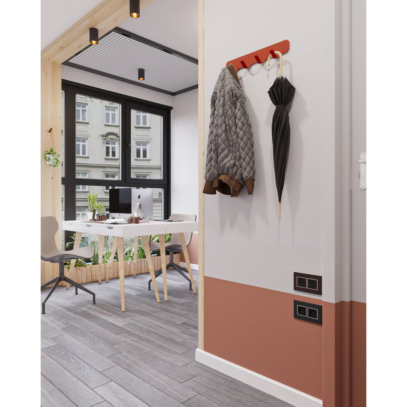 Gorillz Rounded Four Industriële Wandkapstok 4 Kapstok haken - Rood