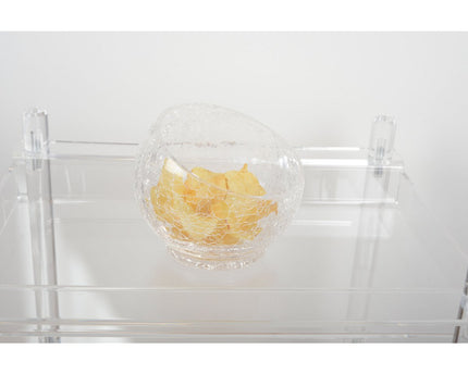 Glazen kom gebarsten effect groot model 18x18x15cm