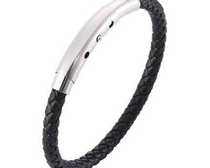 Echte gevlochten lederen armband-zilveren gesp