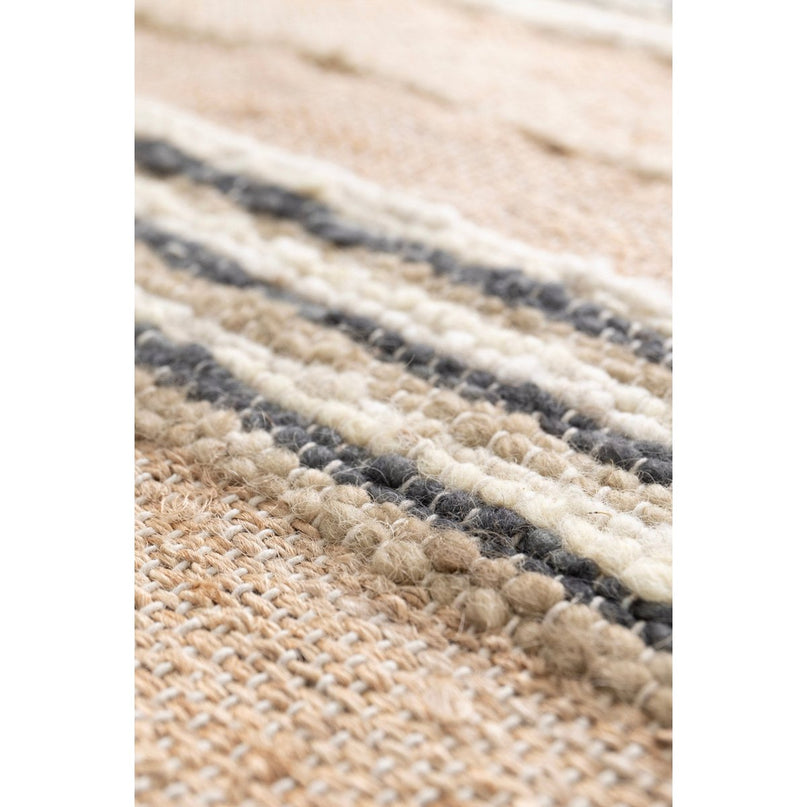 Tapis rayé fait main en laine et jute RAJ