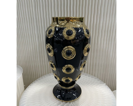 Gouden grote vaas met 4 cirkels H46cm (CV11619-17zwart zwart)