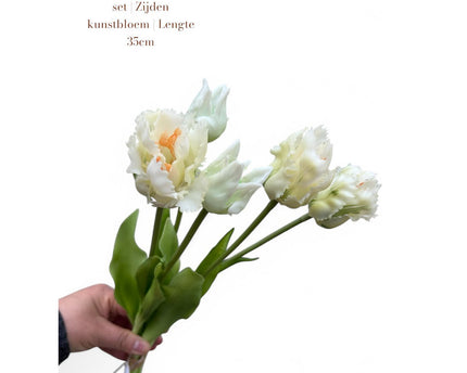 Artificial flowers  White tulips 5 pieces/set | Zijden kunstbloem | Lengte 35cm