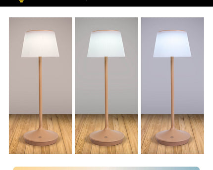 Zonne -batterijlamp "EMMI" 38 cm hoog, paraplu Ø 13 cm, metaal in amandel en wit plastic, voor de buitenruimte, dimable CCT.