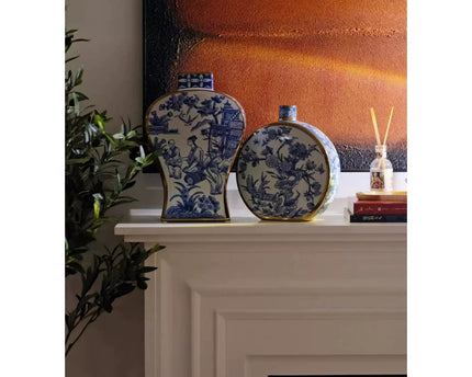 Nieuwe Chinese stijl, oosterse Parijse Delfts blauwe porselein vazen/lage stijl