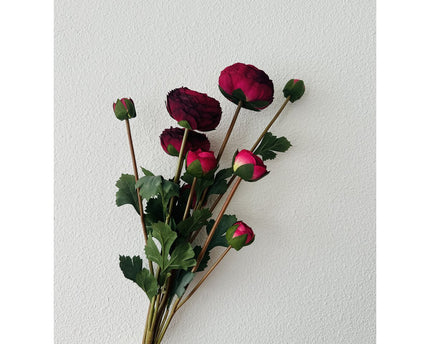 9-stengelige Mica Decorations Ranonkels Kunstbloemen Boeket / Lengte 55cm /Roze