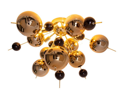 Plafondlamp "explosie" goud gemaakt van metaal en glas, G9 -versies, plafondlamp voor eetkamer, woonkamer, gang of kantoor, Ø57 cm
