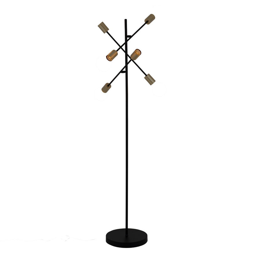 Staande lamp "Modo" gemaakt van zwart in zwart, versies in goud, E27 -aansluiting, vloerlamp voor woonkamer, eetkamer, keuken, gang, gang of kantoor, 150 x 49 cm