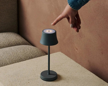 De pijp mini muis grijs oplaadbare tafellamp - draadloos opladen, dimbare lamp en 3 lichte kleuren
