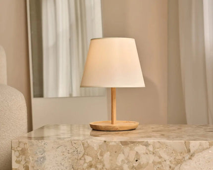 Emily lichtbruine houten lamp met kabel - handgemaakt duurzaam ontwerp voor thuis