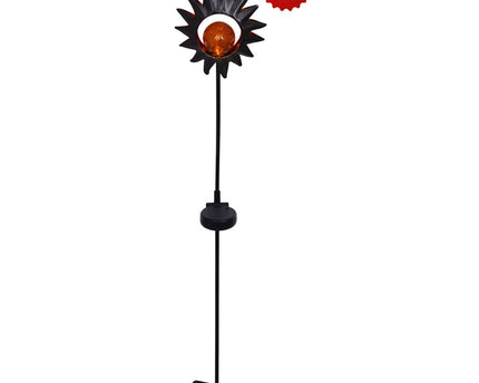 LED Solar Skeer "Sun" 93,5 cm, voor buiten, metaal en glazen aarde spies in het zwart, met geïntegreerde LED