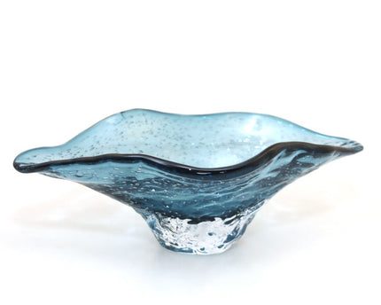 Blauw glas decoratieve snit 33x18x10.5 cm