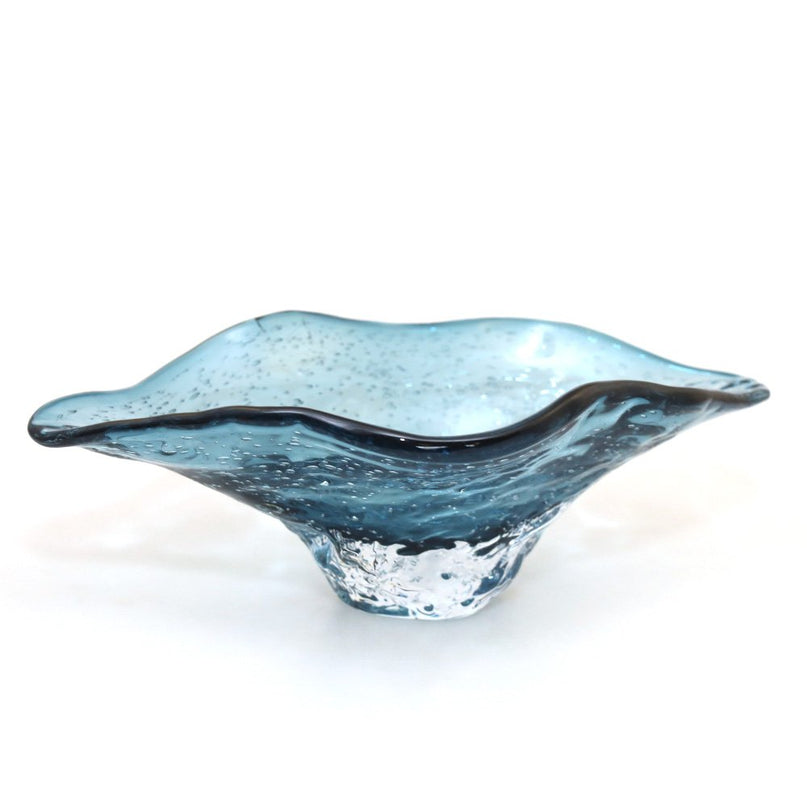 Blauw glas decoratieve snit 33x18x10.5 cm