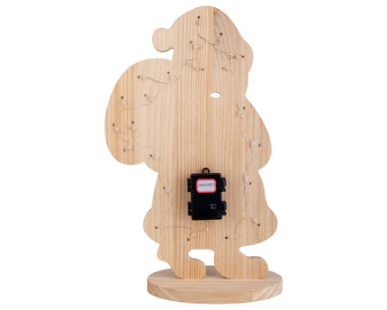 Led Wood Decolum "Santa" Small, kerstdecoraties gemaakt van hout in de natuur, met stevig ingebouwde LED's, voor de buitenruimte