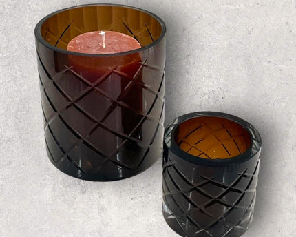 Hurricane Kristallen Lamp Windlicht Middelbruin (cc2101-140kristal-choc-middelgroot)