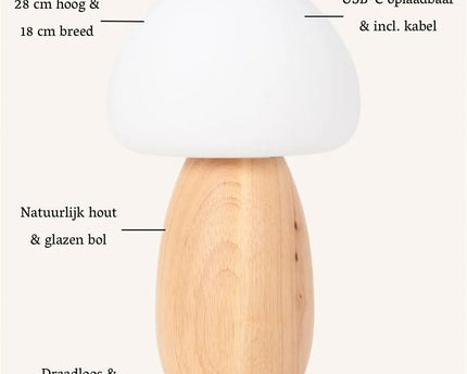 Beer lichtbruin stijlvol oplaadbare lamp-draadloos, dimbaar, milieuvriendelijk ontwerp
