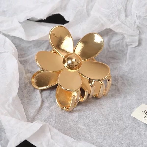 Levendige bloem klauw metalen haar clips-goud n zilver