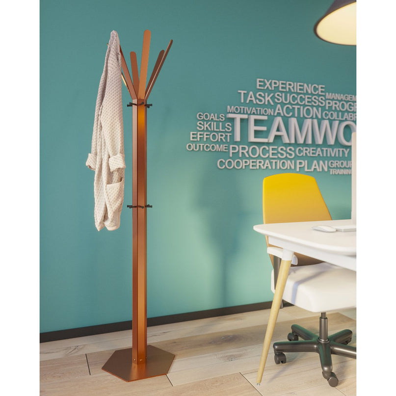 Gorillz Molto - Industrieel - Staande Kapstok - 14 Kapstokhaken - Koper Bruin