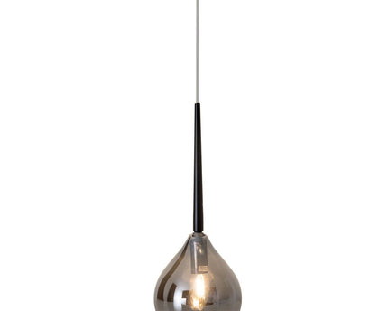 Hanger lamp "vaso", hanglamp gemaakt van metaal en rookglas in antraciet, met E14 -versie, voor eetkamer, woonkamer, hal of kantoor, met een Øvon 16 cm