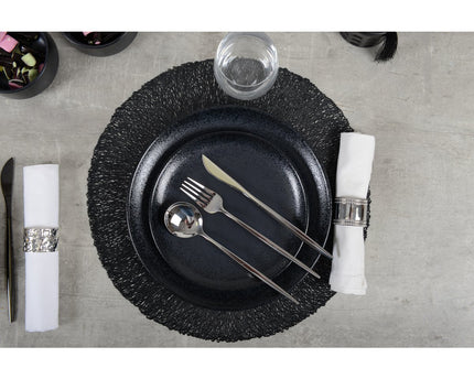 Mat zwart dessertplaat met schittering 21 cm