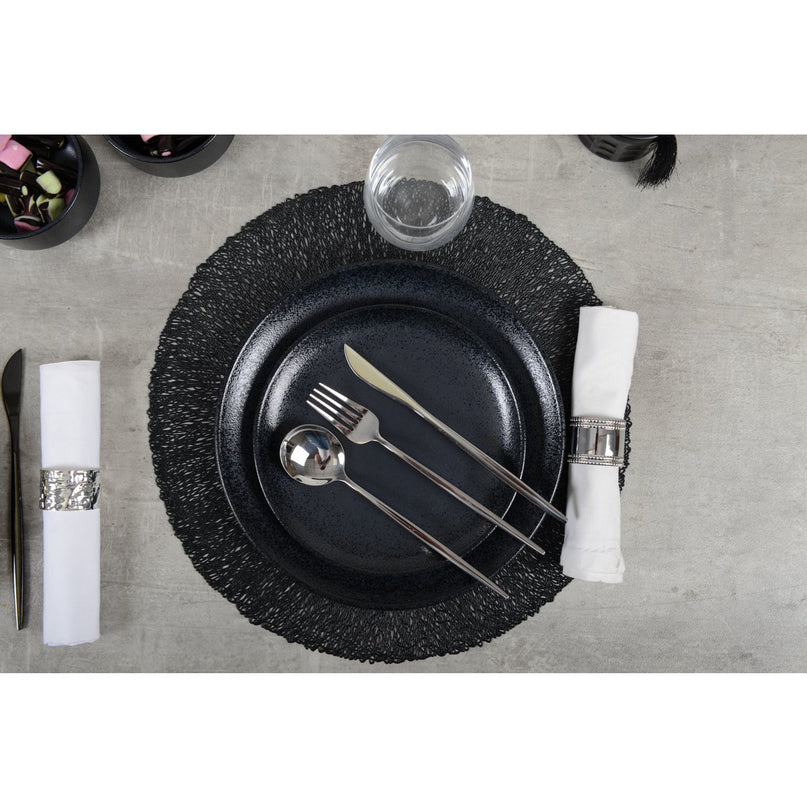 Mat zwart dessertplaat met schittering 21 cm