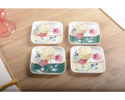 Bloemen vierkante bekers - set van 4