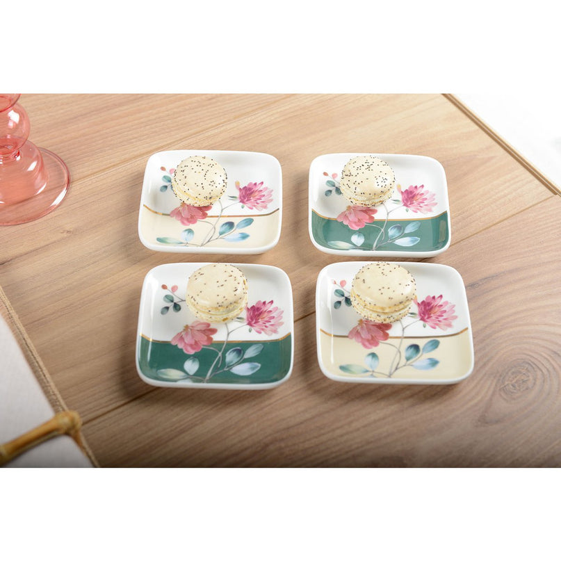 Bloemen vierkante bekers - set van 4