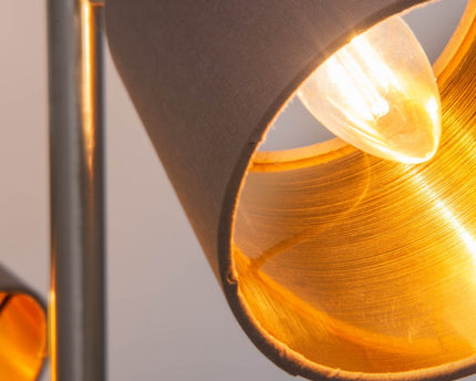 Staande lamp "maron" gemaakt van metalen satine-mat met stof paraplu's in bruin, met E14-aansluiting, voor eetkamer, woonkamer, gang of kantoor, lamp voor woonkamer, eetkamer, hal en kantoor, staande lamp in 153 cm High