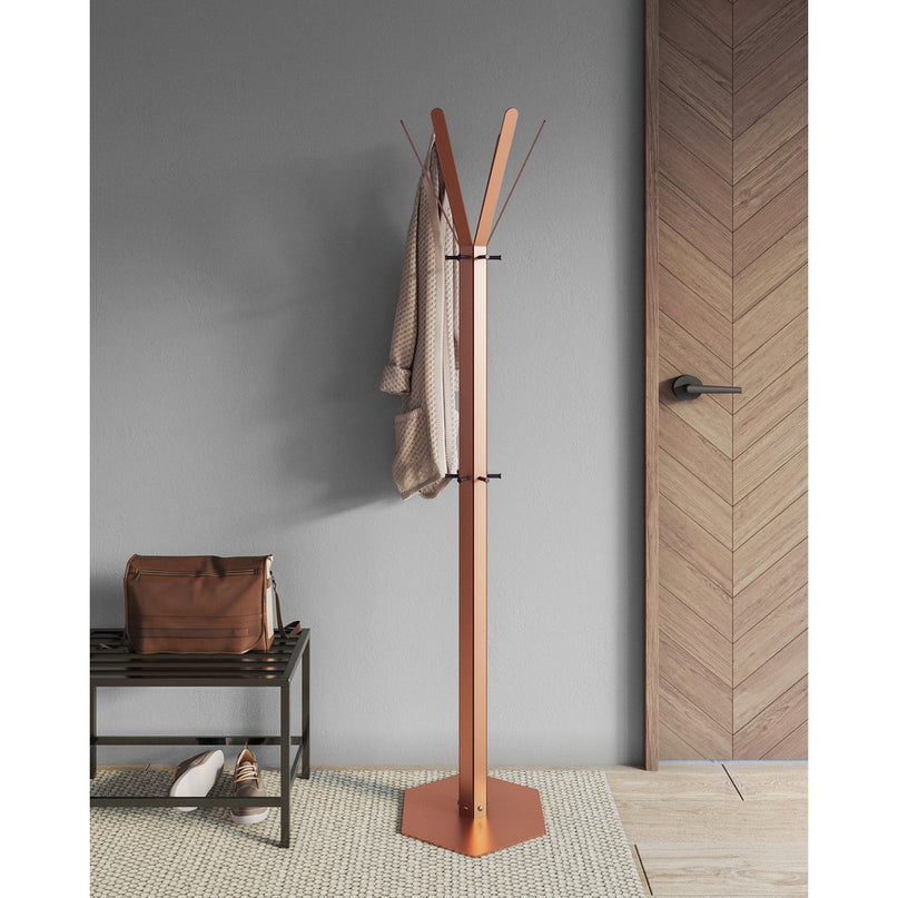 Gorillz Molto - Industrieel - Staande Kapstok - 14 Kapstokhaken - Koper Bruin