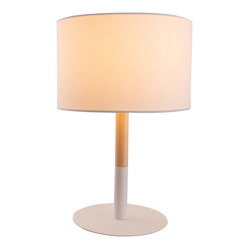 Textieltafel Licht "Tessile", tafellamp gemaakt van metaal, textiel en rubberen boom in wit/natuur, met E14 -aansluiting, voor eetkamer, woonkamer, gang of kantoor, 37 cm hoog