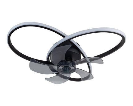Modern LED -plafondlicht "Riccio" inclusief ventilator, nachtlichtfunctie, dim- en lichttemperatuurinstelling is uitgerust met stevig geïnstalleerde LED's en heeft een geschatte Øvon 58 cm.