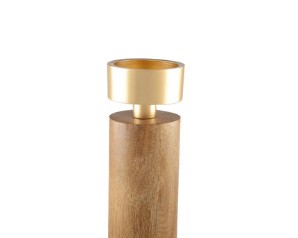 Hout- en goudmetalen kandelaar 19 cm