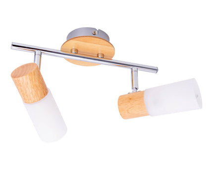 2 Wandplafondspot "Todtnau", metaal, hout en plastic, E14, 39 cm lang