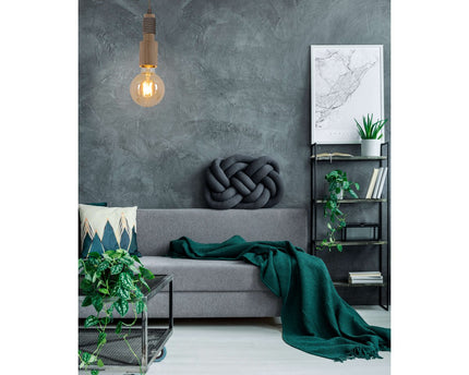 Holzbaldachin met textielkabel "Bento", in Natuur, E27 -versie, verlichting voor woonkamer of kantoor