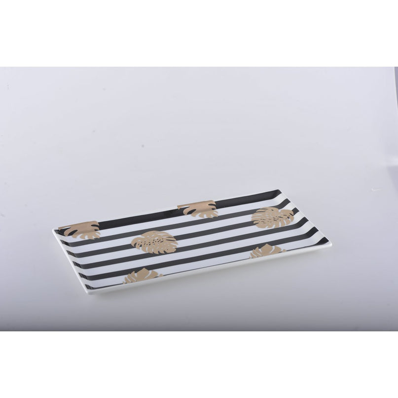 Cake Dish 32x17cm Golden Leaf Marinière