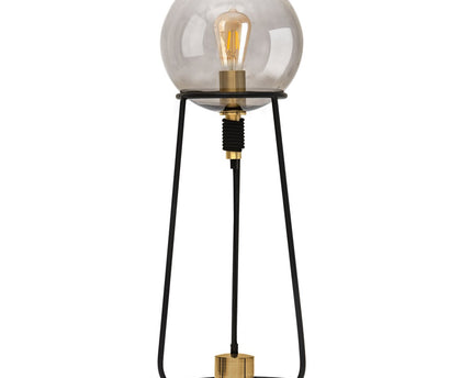 Tafellamp "Stelo", moderne tafellamp gemaakt van zwart metaal en rookglas, E27 -aansluiting, 71 cm hoog, voor eetkamer, woonkamer, gang of kantoor,