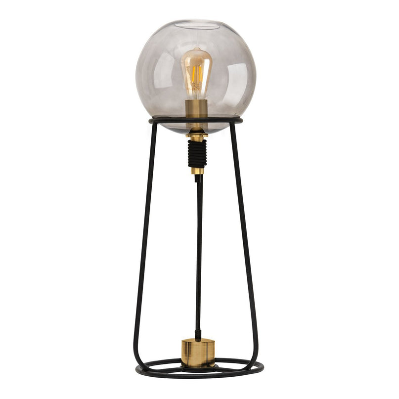 Tafellamp "Stelo", moderne tafellamp gemaakt van zwart metaal en rookglas, E27 -aansluiting, 71 cm hoog, voor eetkamer, woonkamer, gang of kantoor,