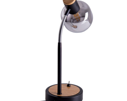 Tafellamp "fumoso", tafellamp gemaakt van metaal en glas in zwart, met E14 -aansluiting, voor eetkamer, woonkamer, gang of kantoor, tafellamp 34 cm hoog